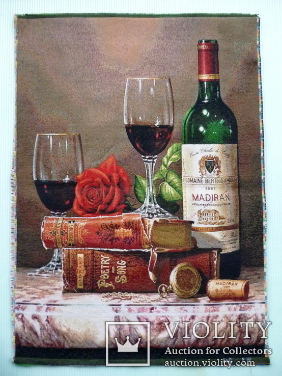 Гобелен Натюрморт с вином 40х57 см., фото №3