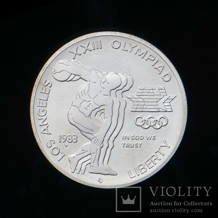 1 Доллар 1984 XXIIIОлимпийские Игры, Лос-Анджелес 1983 (Серебро 0.900, 26.73г), США, фото №3