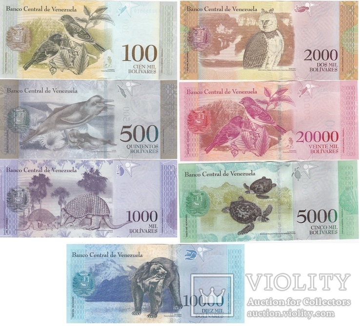 Venezuela Венесуэла н 7 банкнот 500 1000 2000 5000 10000 20000 100000 B 2016 - 2017 UNC, фото №3