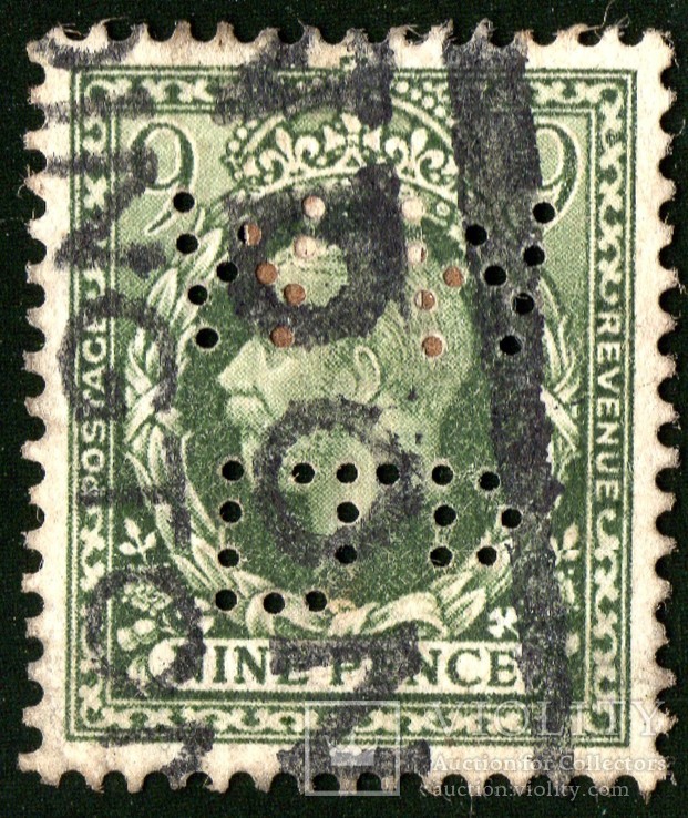 Великобритания - King George V "WW LTD" Perfin, фото №2