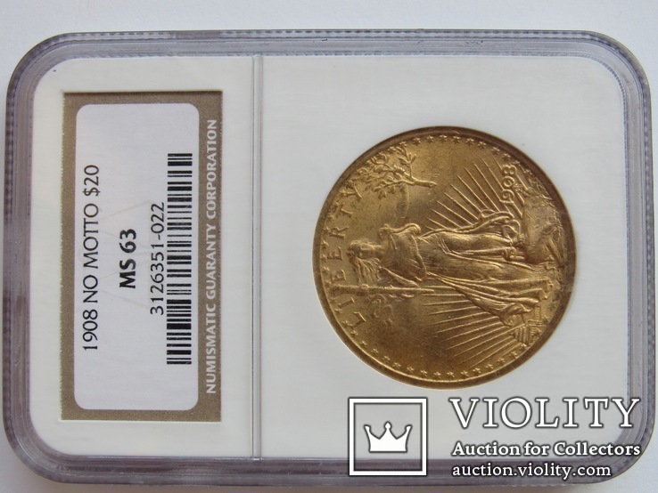 20 долларов 1908 г. США (MS63), фото №6