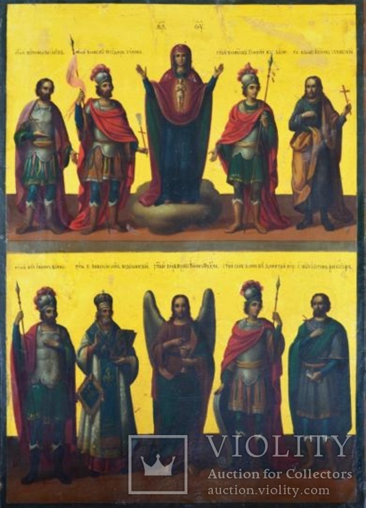 Икона Покров Б.М. с святыми, фото №2