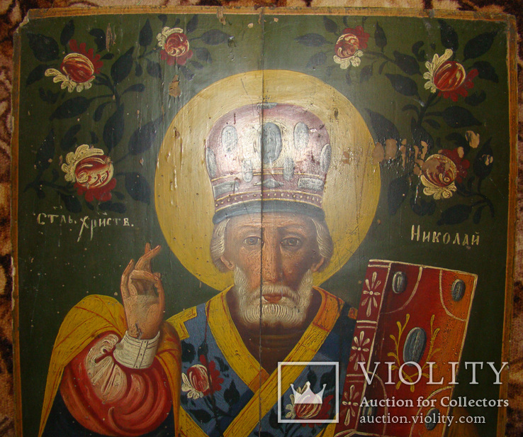 Большая икона Николай Чудотворец (52 на 40 см), фото №6