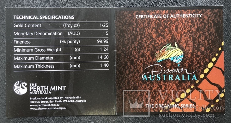 5 $ 2011 Тасманский дьявол. Австралия. Золото., фото №3