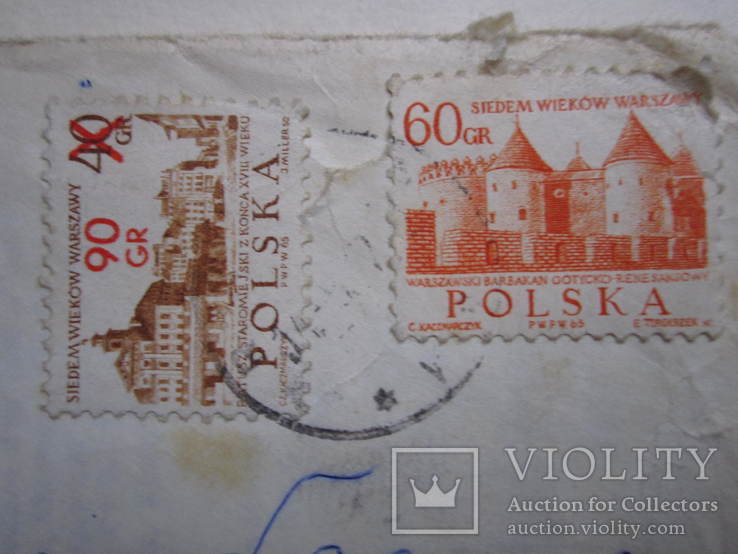 Почтовый конверт Польши с двумя разными марками, фото №3
