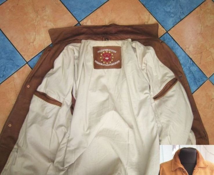 Большая кожаная мужская куртка HM Leather System. Германия. Лот 778, фото №5