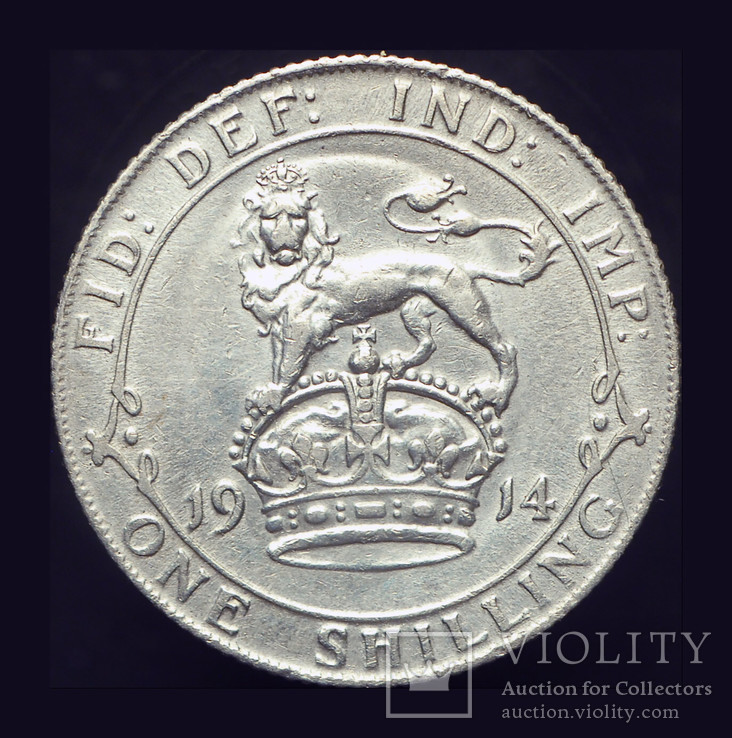 Великобритания шиллинг 1914 серебро 925 пробы, фото №2
