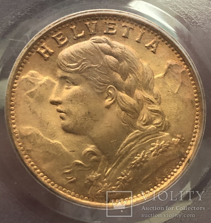 20 франков 1947 год МS-64  Швейцария золото 6,45 грамм 900’, фото №4