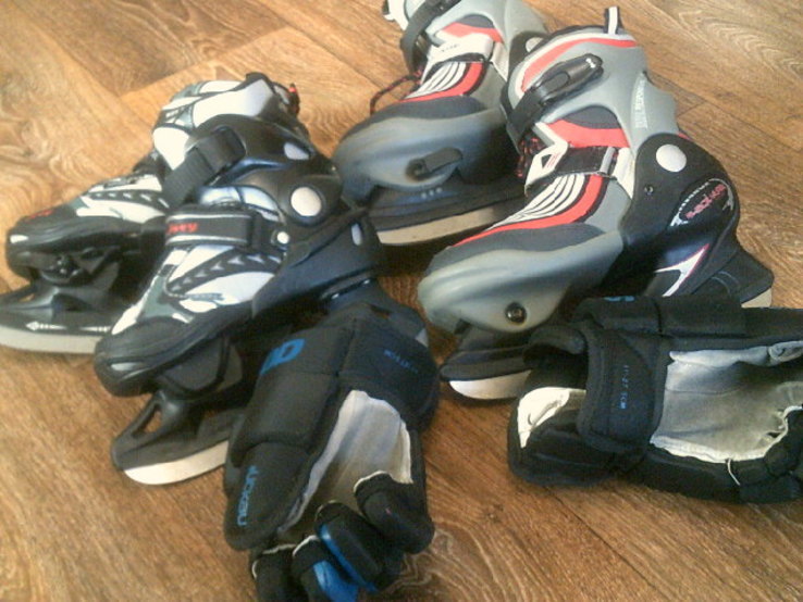 Детский хоккей коньки 2 пары разм.31-36 (перчатки + NHL футболка), numer zdjęcia 13