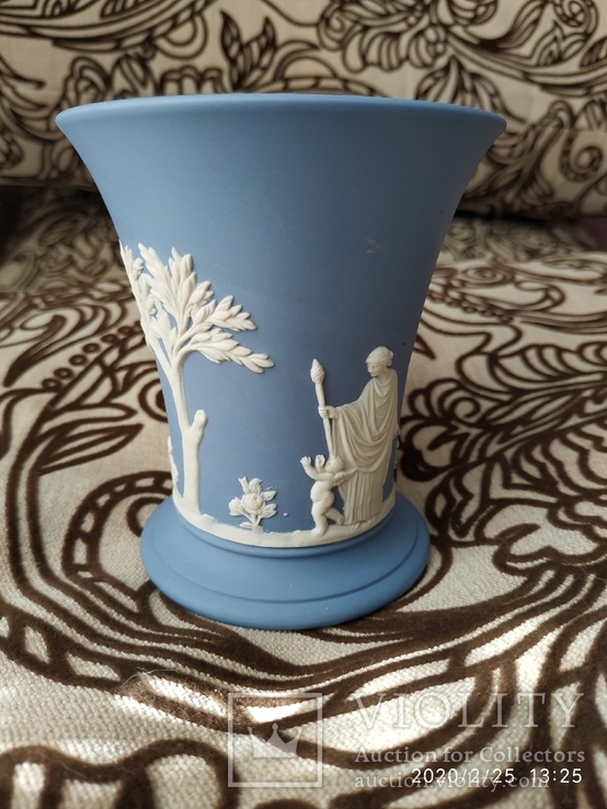 Вазочка wedgwood голубой фарфор, фото №2