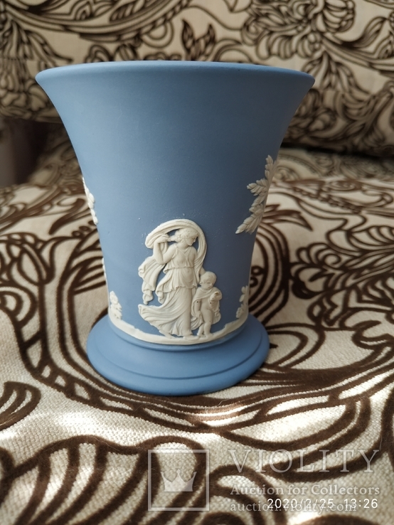 Вазочка wedgwood голубой фарфор, фото №5