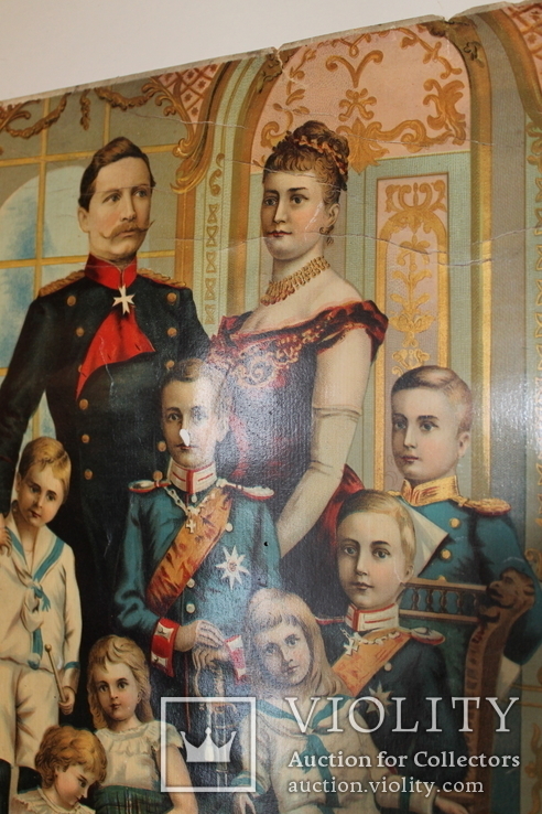 Император Вильгельм II с семьёй (награды) картина-литография