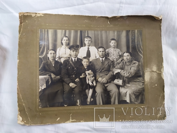 1940 Фото семьи с Летчиков в форме. 31,5х24см, фото №2