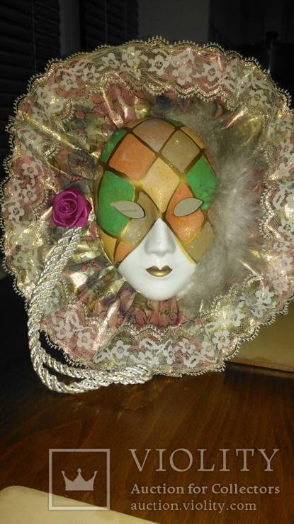 Винтаж: Интерьерная настенная маска из фарфора Венецианская, фото №2