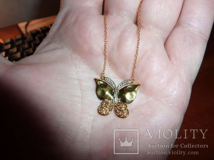 Ожерелье *Бабочка* с бриллиантовой насечкой, фото №5