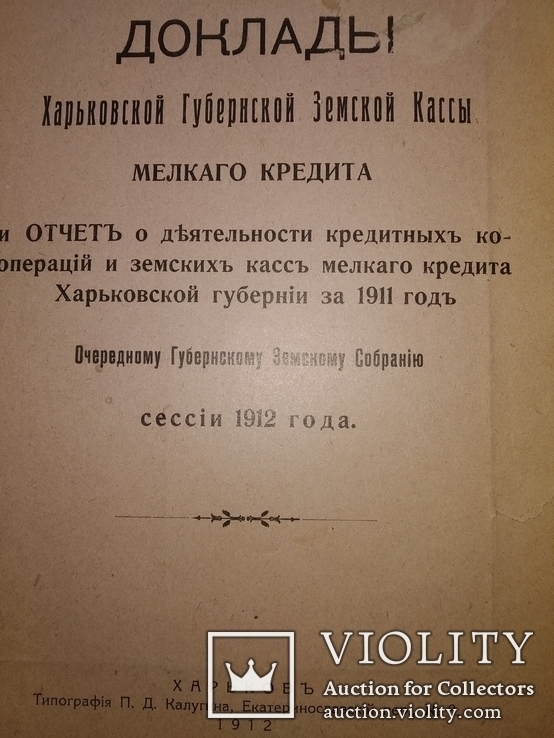 1912 Харьков доклад Губернской Земской кассы мелкого кредита, фото №2