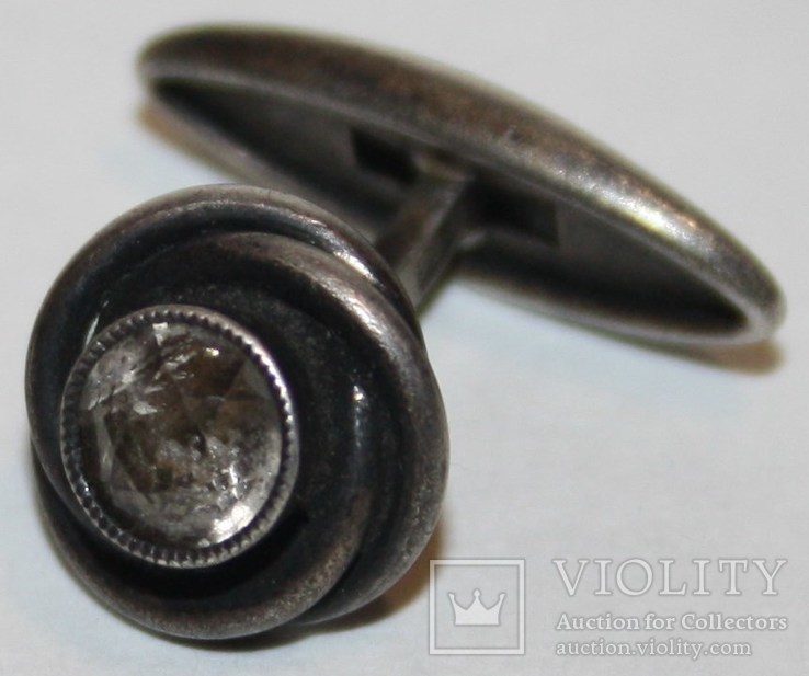 Серебрянная запонка с натур.камнем,СССР(проба 875,РС3) 4 грамма