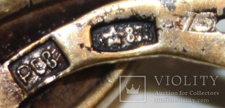 Серебрянная запонка с натур.камнем,позолоченная СССР(проба 875,РС8) 3,9 грамма, фото №8