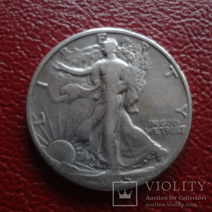 50  центов  1945  США  серебро    ($3.11.2)~, фото №2