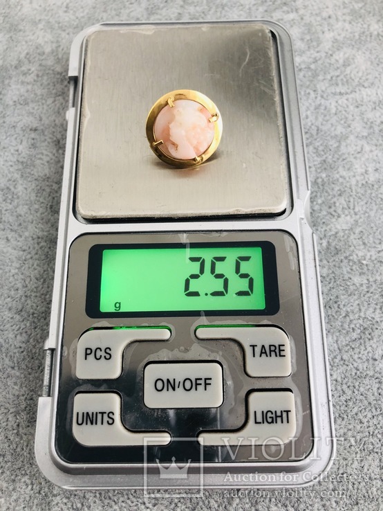 Коралловая брошь Камея в золоте 750 пр, вес 2,5 гр, фото №3