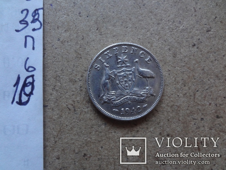 6 пенсов 1942 Австралия серебро (П.6.10), фото №4