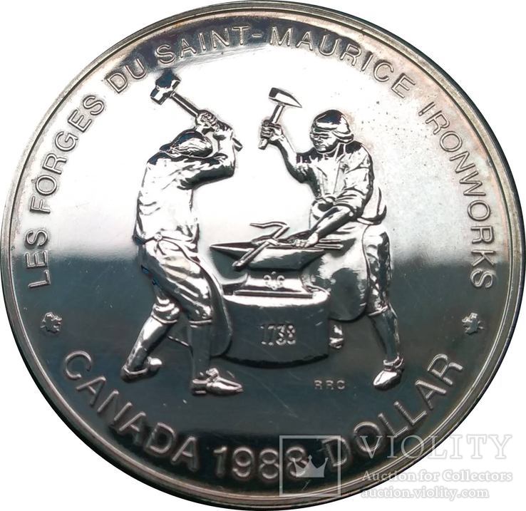 Канада 1 доллар, 1988 250 лет кузницам Сен-Мориса,серебро,С28