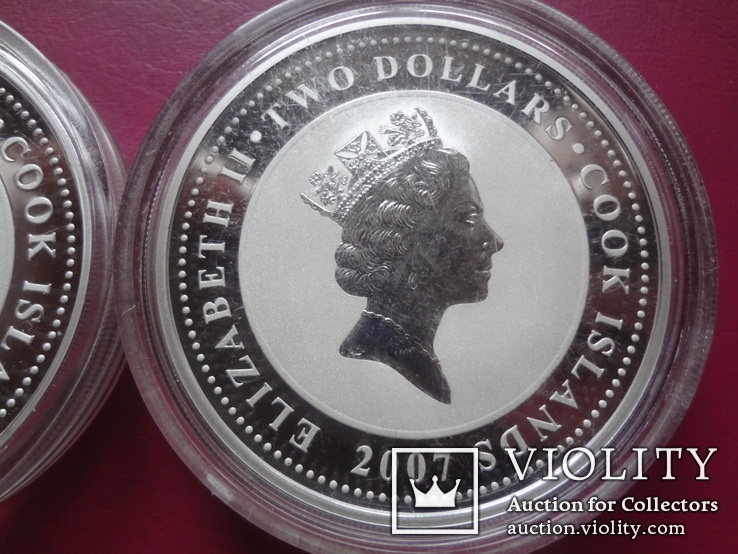 2  доллара 2007 о-ва Кука Калашников серебро унция 999~, фото №7