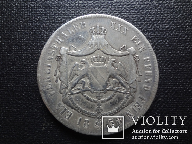 1 талер 1858  Баден  серебро   (О.5.12)~, фото №2