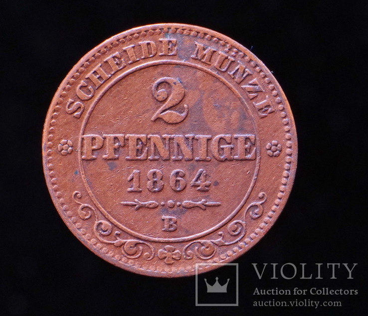 2 Пфеннига 1864 В, Саксония