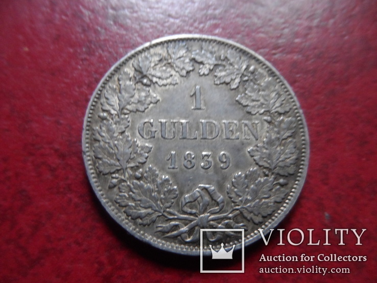 1 гульден  1839  Бавария  серебро    (А.1.27)~, фото №2