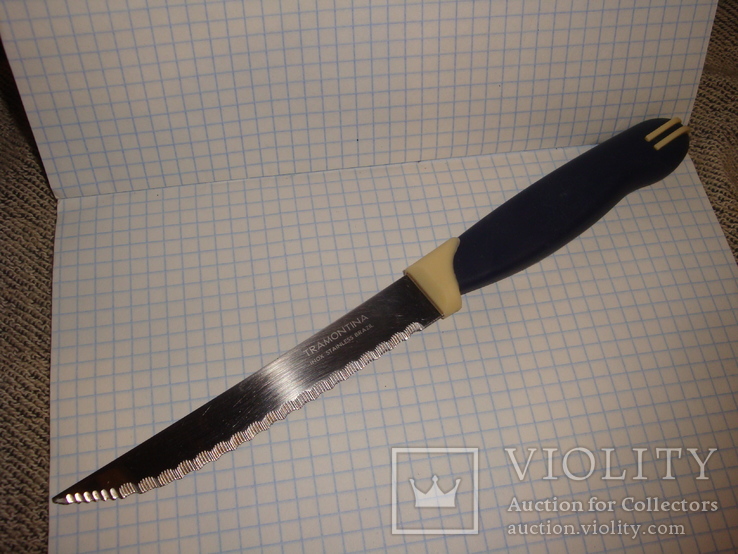 Нож кухонный пила Tramontina inox stainless brazil, фото №2