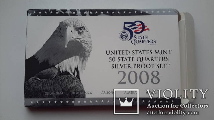 Набор 25 центов США,в серебре,2008 г.,новый., фото №6