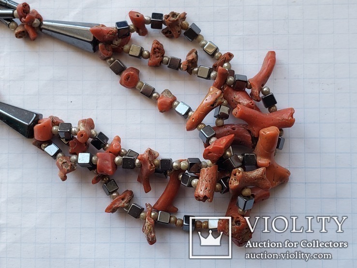 Ожерелье гематит,кораллы веточками., фото №3