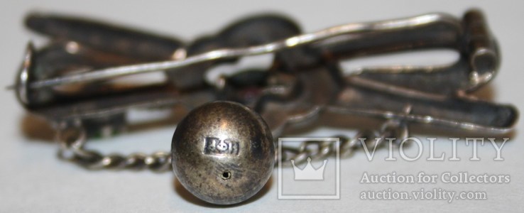 Серебрянная позолоченная брошь 84 пробы с натуральными камнями (ВФИ), фото №8