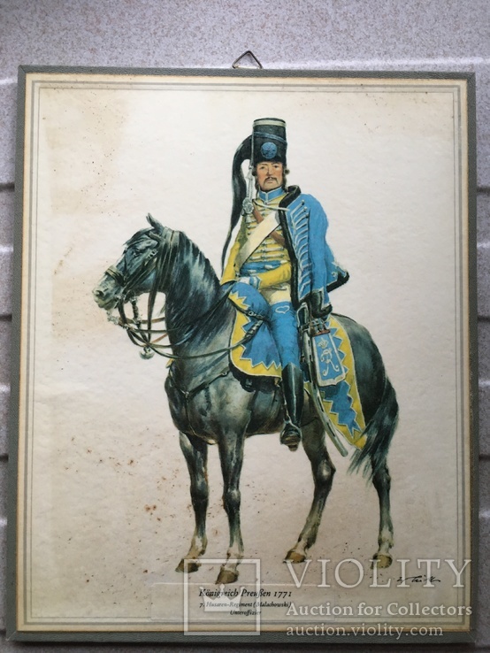 Картинка 220х275 мм, унтер-офицер гусарского полка, Королевство Пруссия, 1771 г