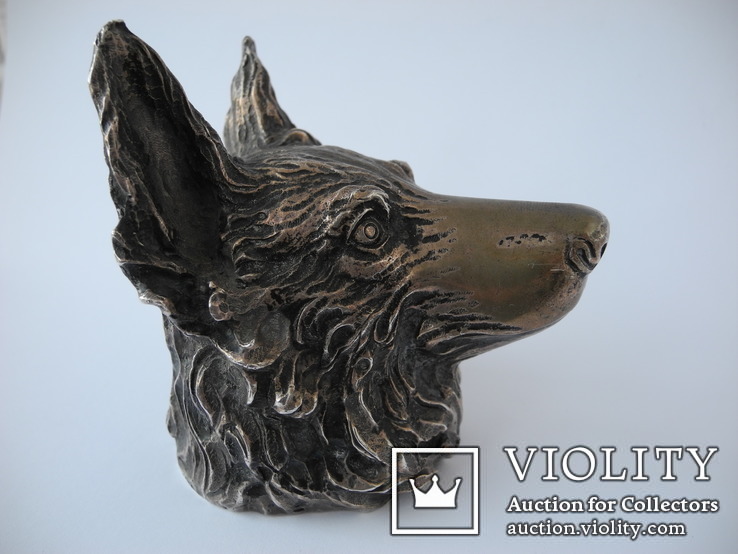 Серебряная фигура Голова волка или собаки ( серебро 800 пр. вес 552 гр ), фото №5