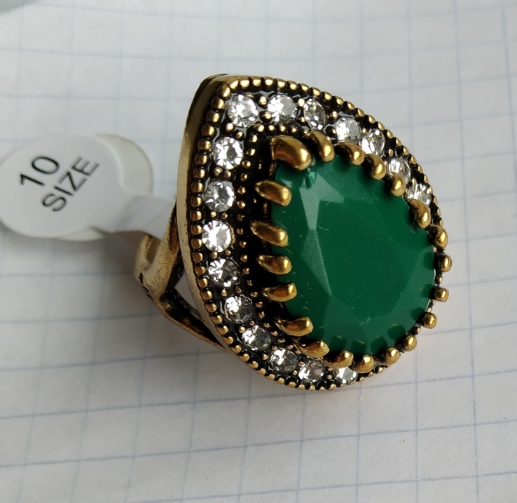 Кольцо "Маркиза" с зеленым камнем, photo number 2