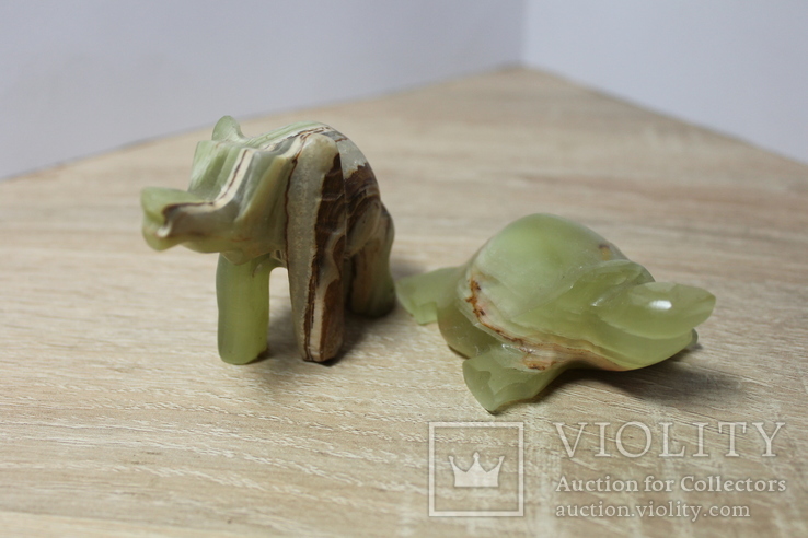 Две фигурки - слоник и черепаха из оникса одним лотом, фото №2