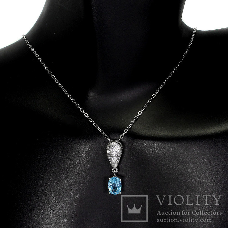 Ожерелье с натуральным голубым топазом, фото №2