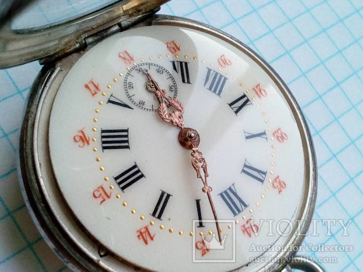 Карманные серебряные часы, 800 проба , на ходу, фото №7