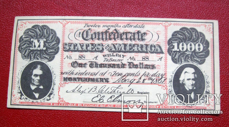 1000 долларов 1861 конфедераты, фото №2