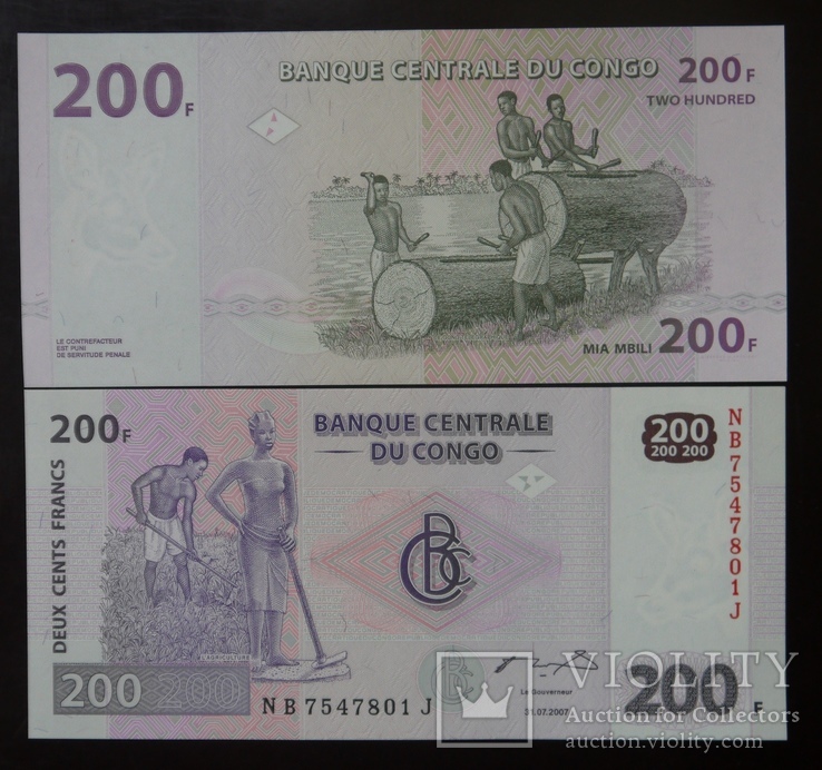 Конго 200 2007 UNC