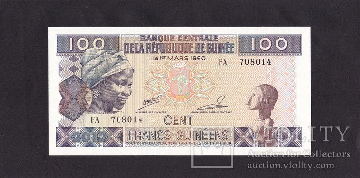 100 франков 2012г. Гвинея., photo number 2