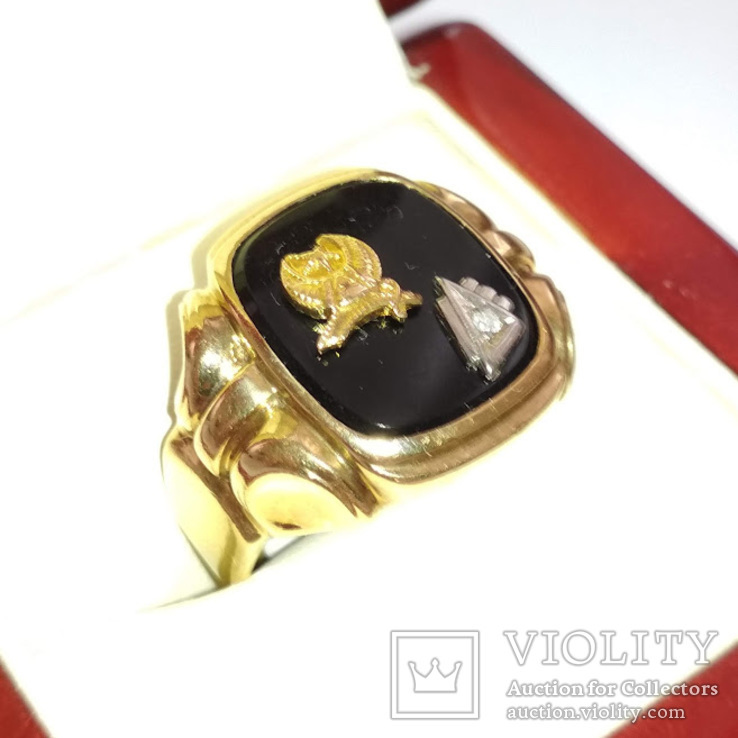 Золотое мужское масонское кольцо, фото №2