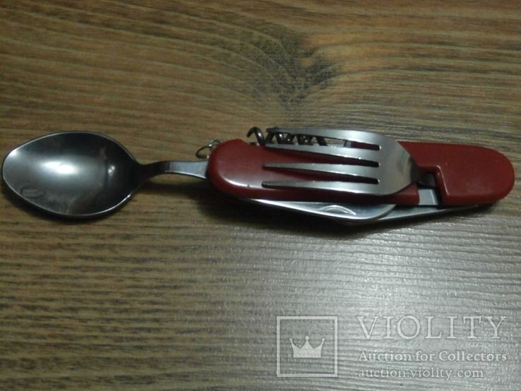 Туристический набор 6в1 нож,вилка,нож,штопор,открывалка,шило, фото №3
