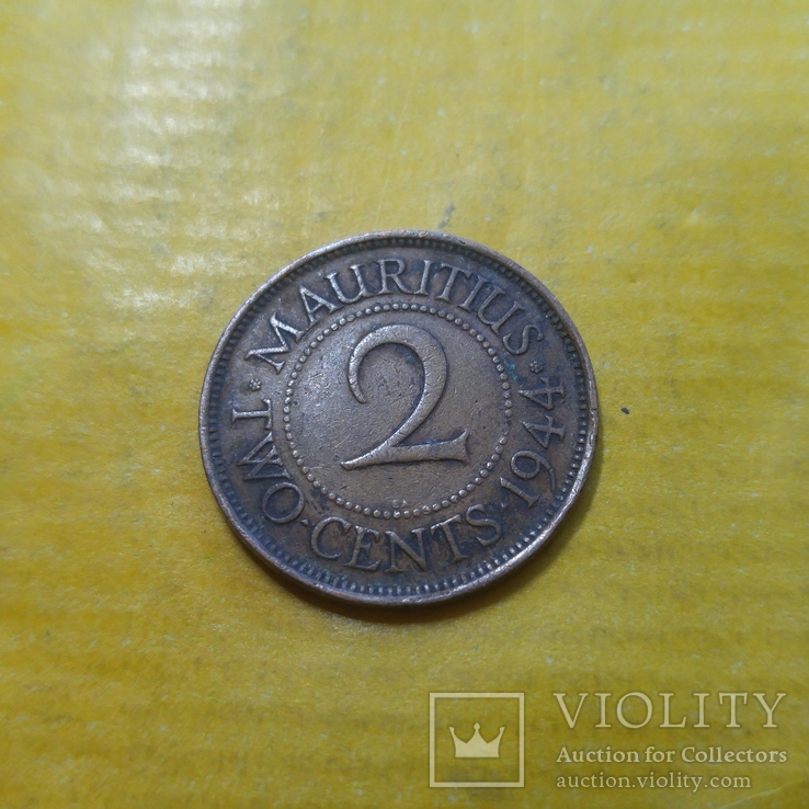 Британский Маврикий 2 цента 1944 Георг VI №2, фото №3
