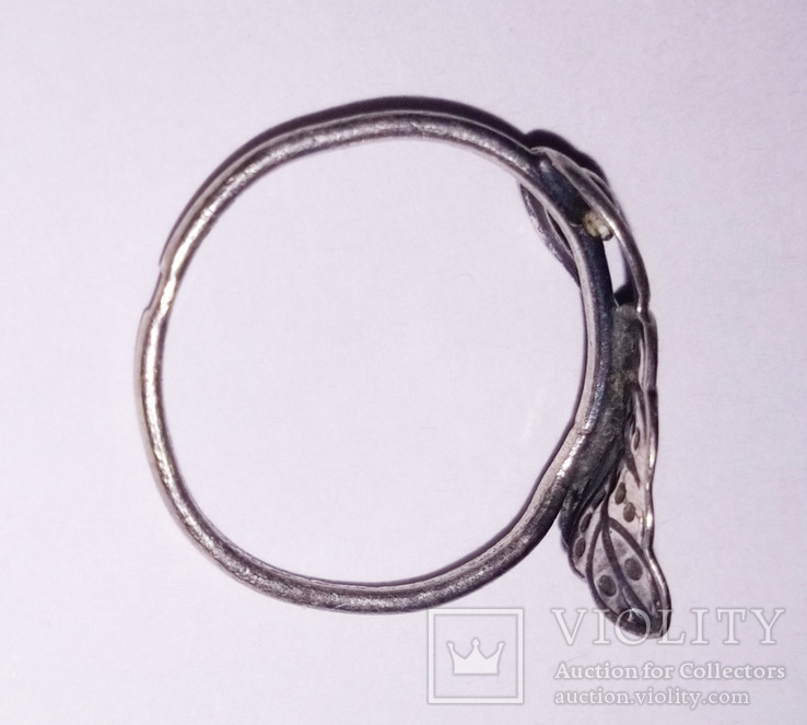 Кольцо с листом мельхиор серебрение, клеймо., фото №3