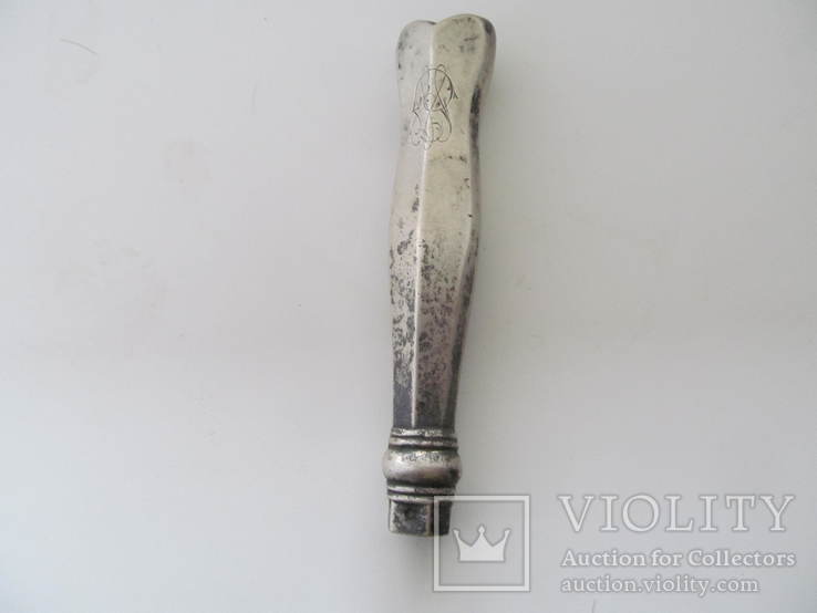 Срібна рукоятка з вензелем до столового ножа або виделки., фото №13