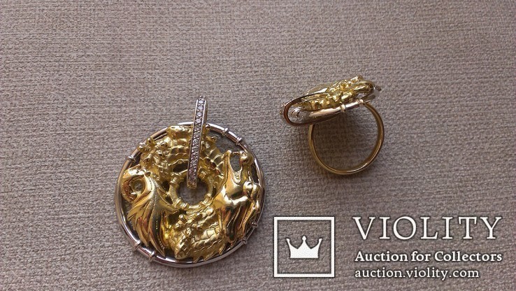 Кольцо и подвес копия Karrera y Karrera золото 585, бриллианты., фото №2
