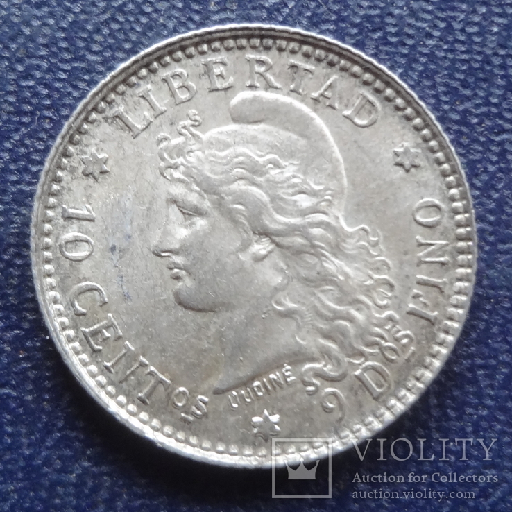 10 центаво 1882 Аргентина серебро (1.1.28), фото №3